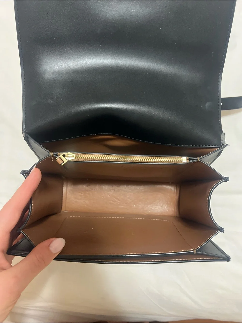 Tory Burch Eleanor Black Leather Crossbody with Gold Emblem